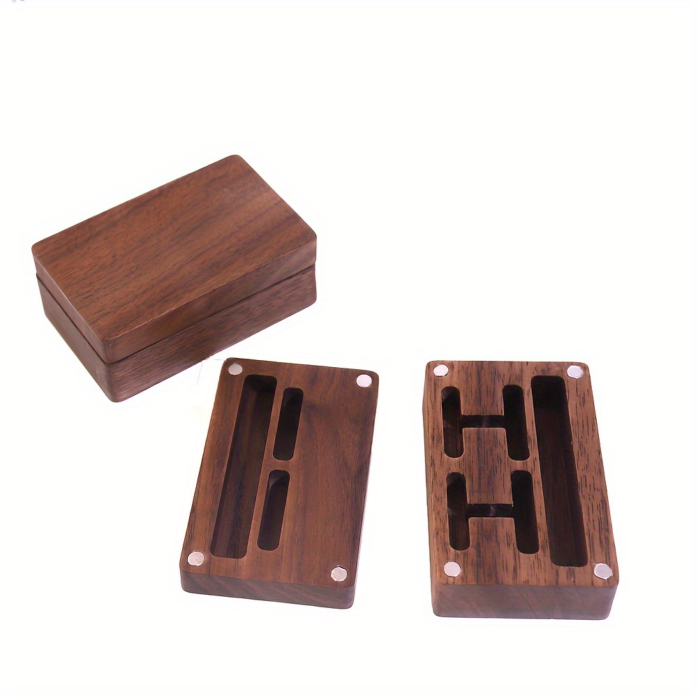 

1pc Black Walnut Wooden Gift Box, Cufflinks Gifts Display Box, Tie Clip Case With Magnetic Lid, For Clothing Shops Commercial Use