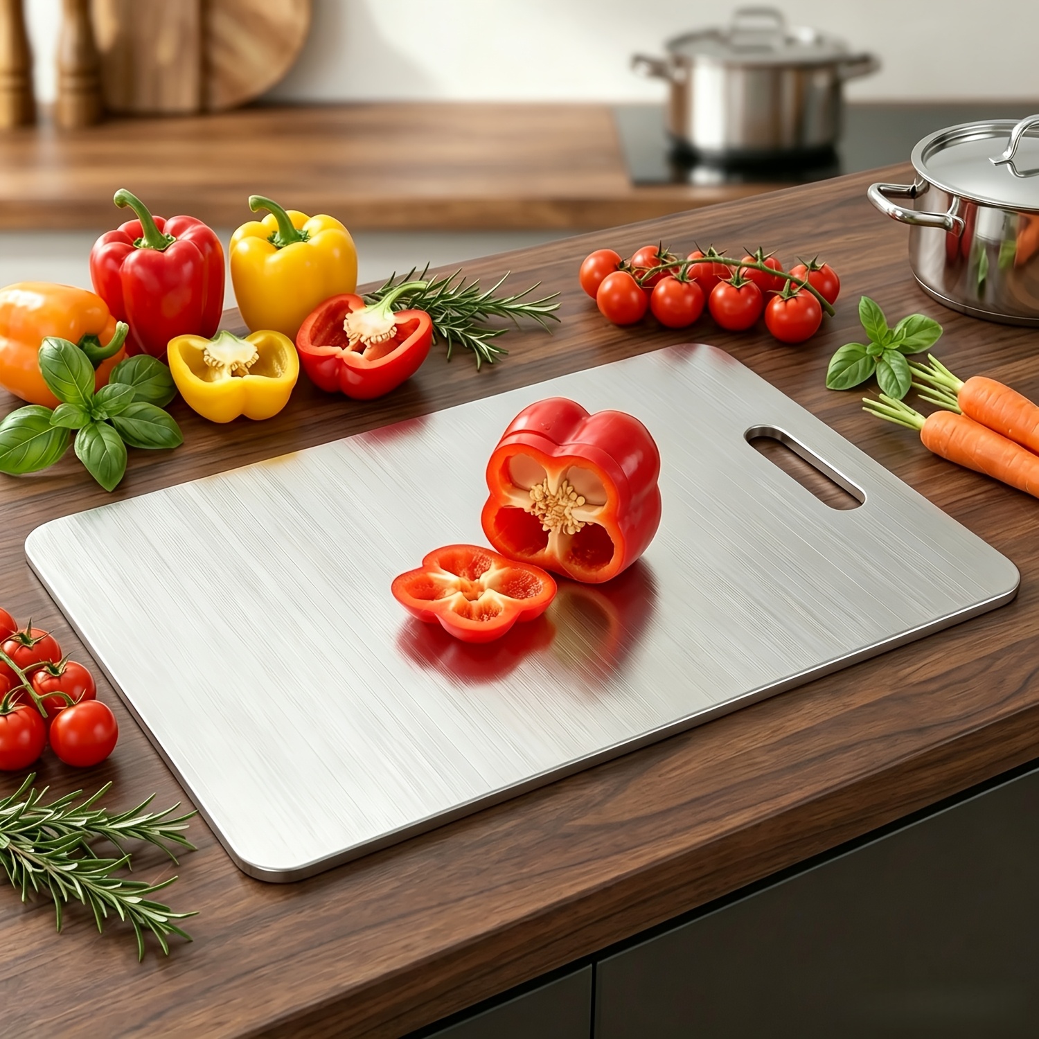 Image of 3/1pc Stainless Steel Cutting Board Set (3 Sizes: L/m/s), Double-sided Durable Metal Cutting Board, Easy Clean Kitchen Cutting Mat, Kitchen Cooking Tools & Accessories