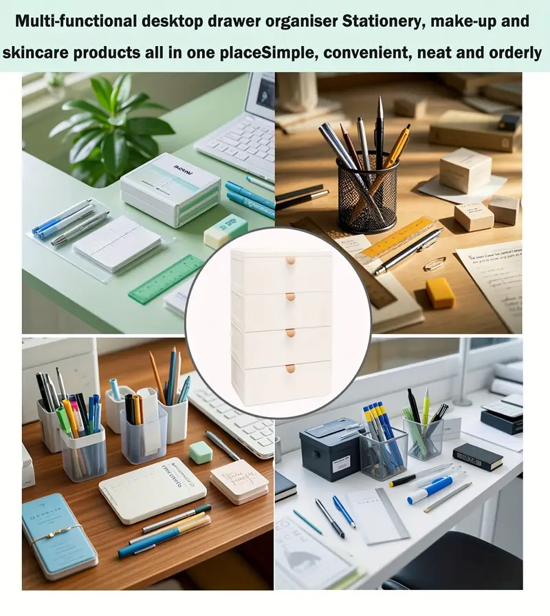 modern white stackable plastic storage drawers 2 3 4 tier organizer for cosmetics jewelry office supplies bathroom essentials high quality with drawers office organizer modern minimalist durable construction bathroom organizers and storage Product details 4