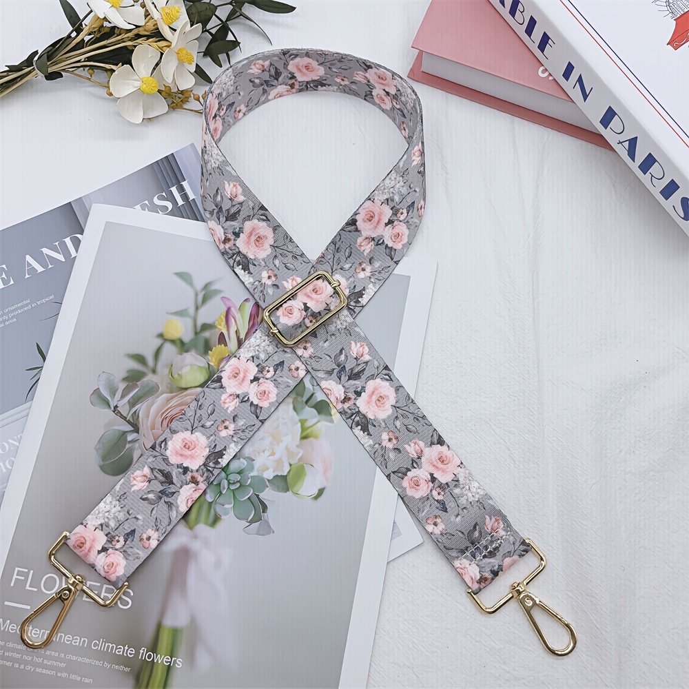 E-shop Neuester 3,8 cm breiter Schulterriemen mit buntem Blumendruck, Taschenzubehör, dekorativer verstellbarer einzelner Schultergurt für
