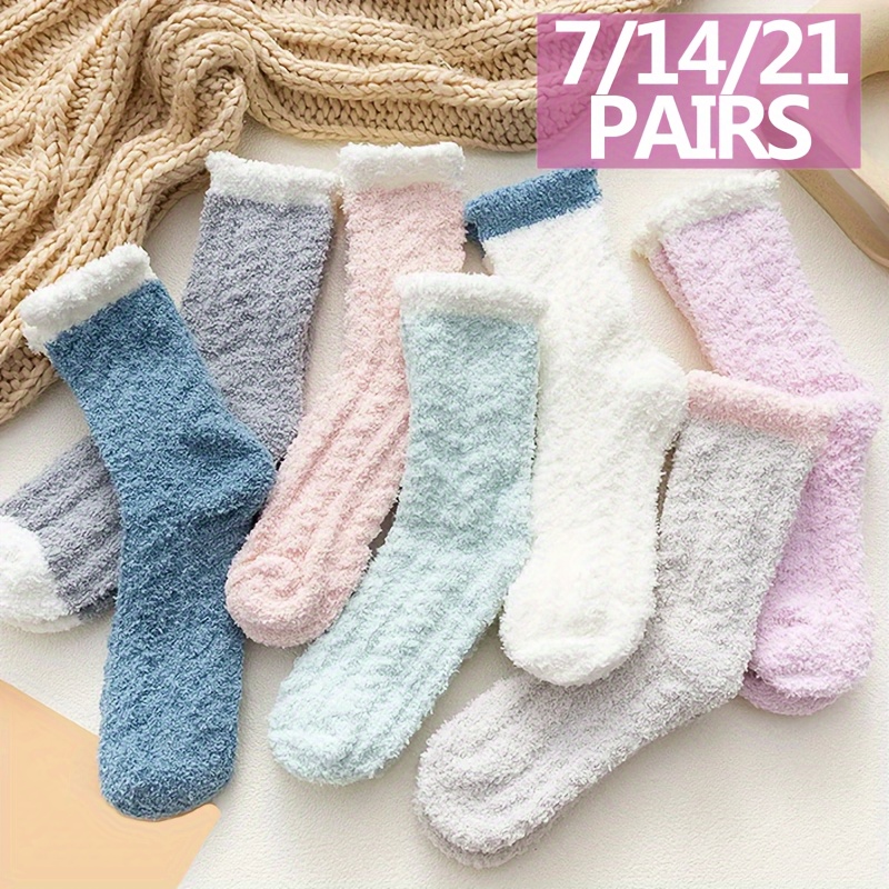 

Autumn And Winter /14/21 Double Coral Velvet Socks Women's Fuzzy Socks Warm Sleeping Socks Anti-cold Soft And Comfortable