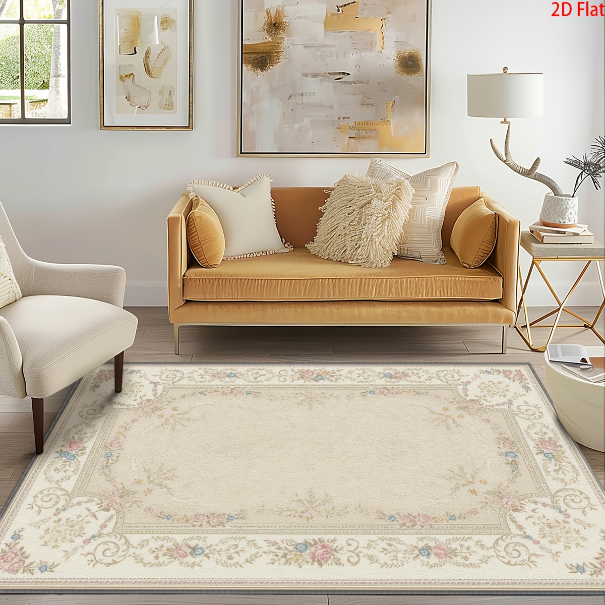 TEMU Imitation Cashmere Washed Bottom Vintage Floral Pattern Carpet, Weighing Per , Is Very Suitable For Living Room, Decorations Such As Bedside