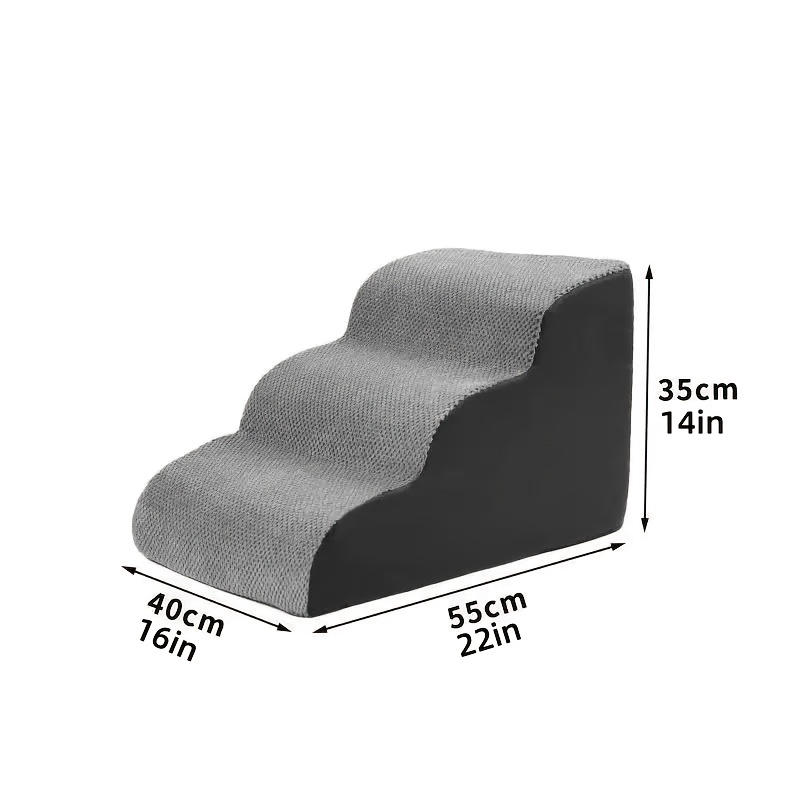 TEMU Dog Stairs For Small Dogs - High Density Foam Dog Ramp, Extra Wide Pet Steps With Non-slip Bottom For High Beds, Couche And Sofa, Injured, Older