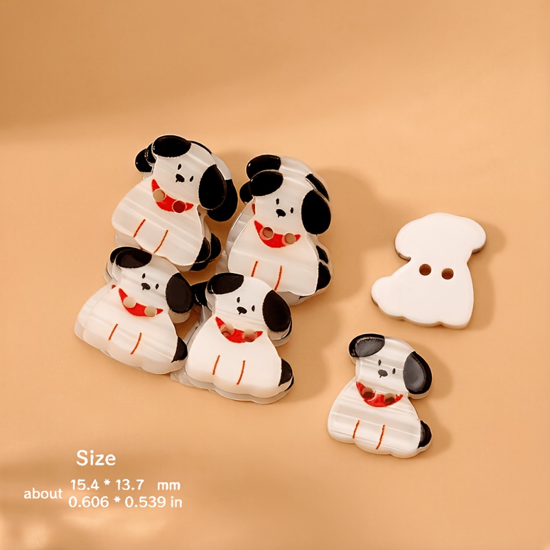 TEMU Lot de 10 boutons chiot en résine à à deux œillets, adaptés à la couture, aux loisirs créatifs, à la fabrication, aux vêtements - Boutons en