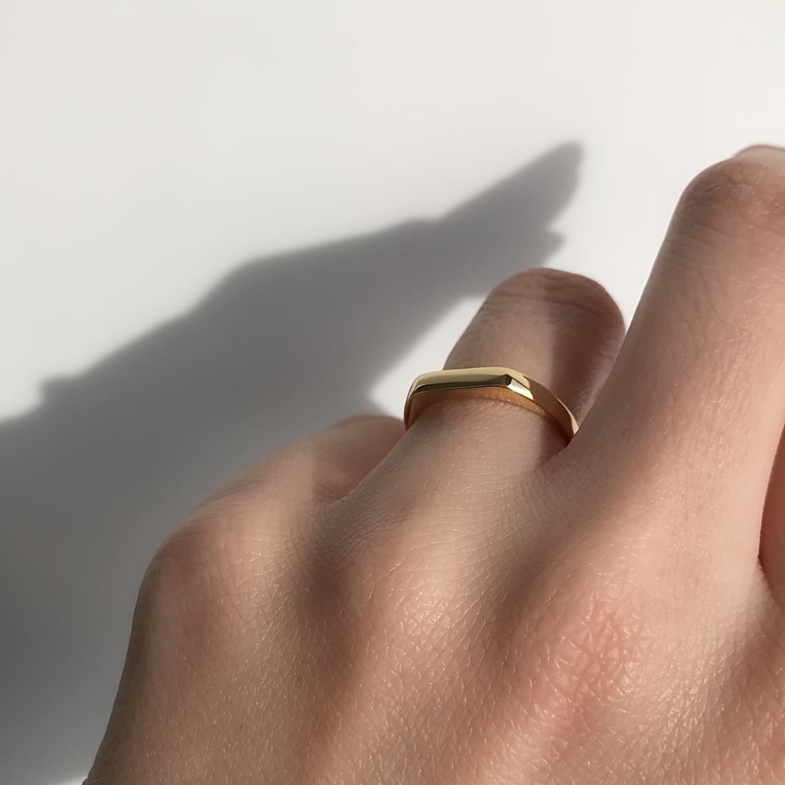 Couple's Geometric Square Two-Tone Minimalist Ring