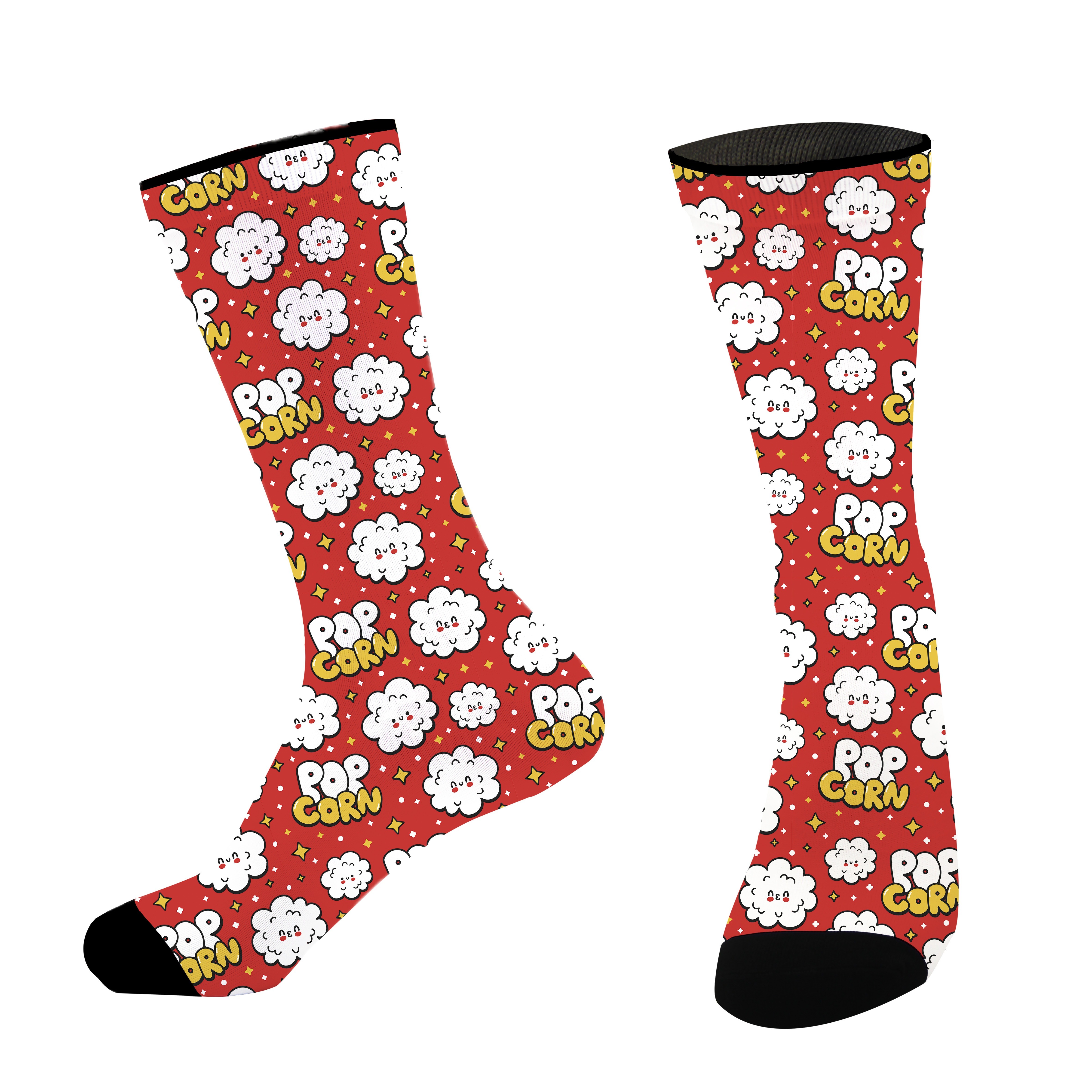 

1 Pair Novelty Popcorn Print Unisex Seamless Socks, 90% Polyester 10% Elastane, Knit Fabric, All , Machine Washable, 500 Gsm - Trendy Casual Wear