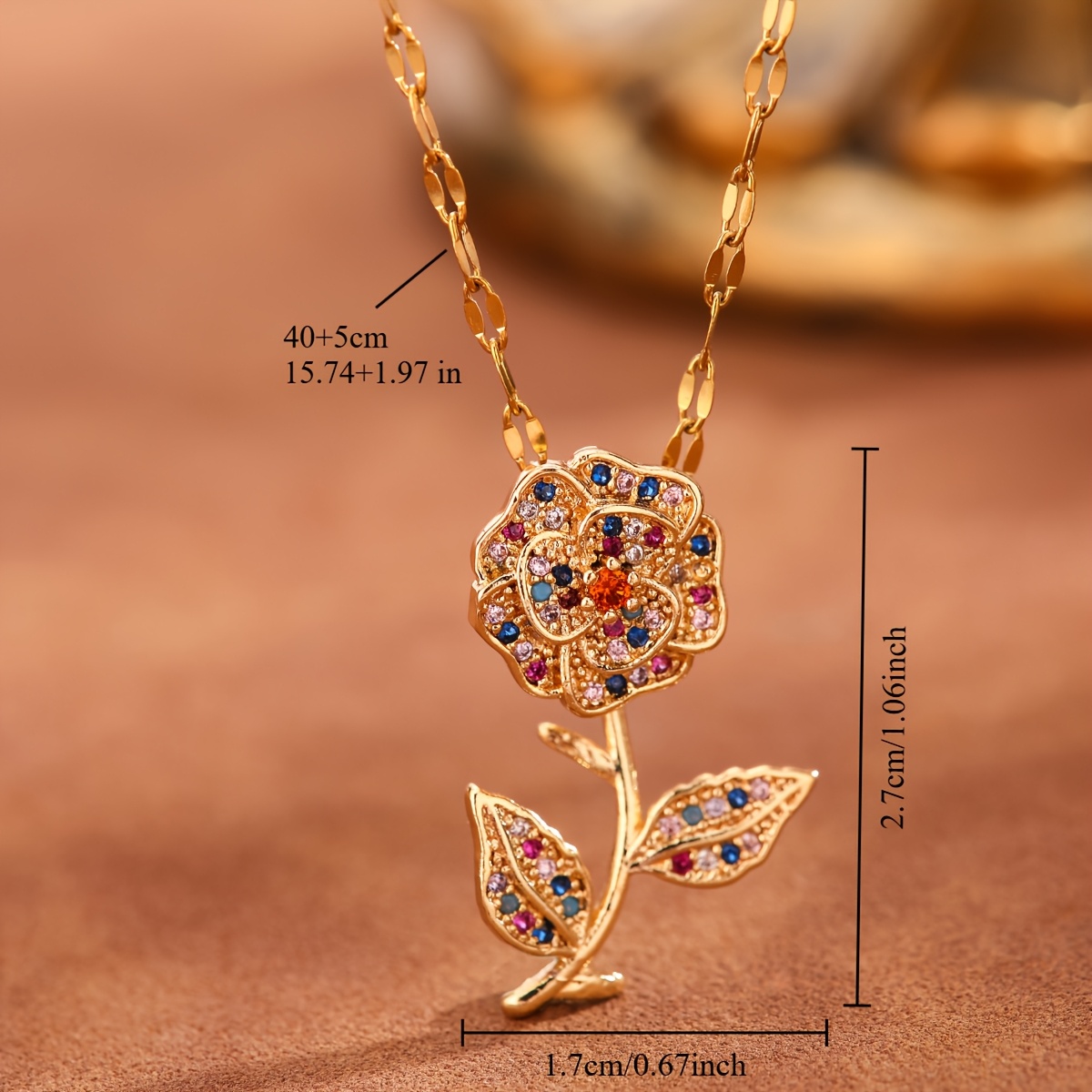 Women's Spring Summer Rose Flower Pendant Necklace