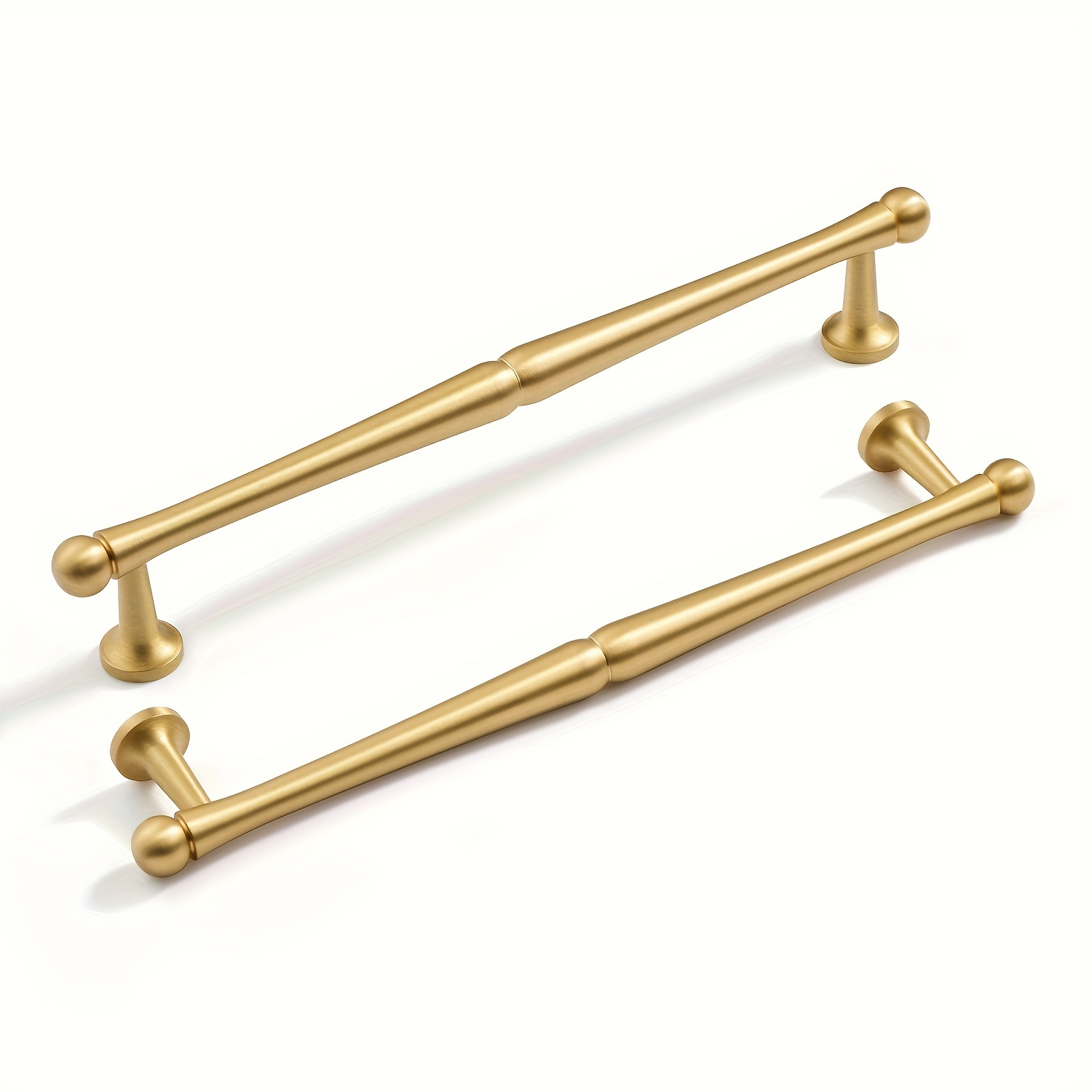 

2pc Solid Brass Double Hole Pull Handles, French Style Heavy Duty Gold Cabinet Door Pulls, European Luxurious Furniture Hardware, Corrosion Resistant, Easy To Clean, Long-lasting Brass Drawer Handles