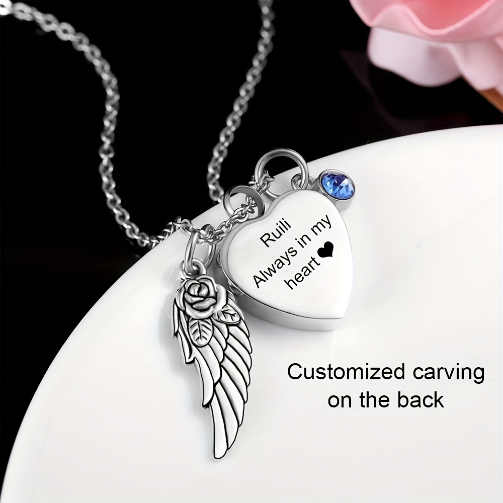 Personalized Heart Cremation Urn Necklace with Birthstone Options