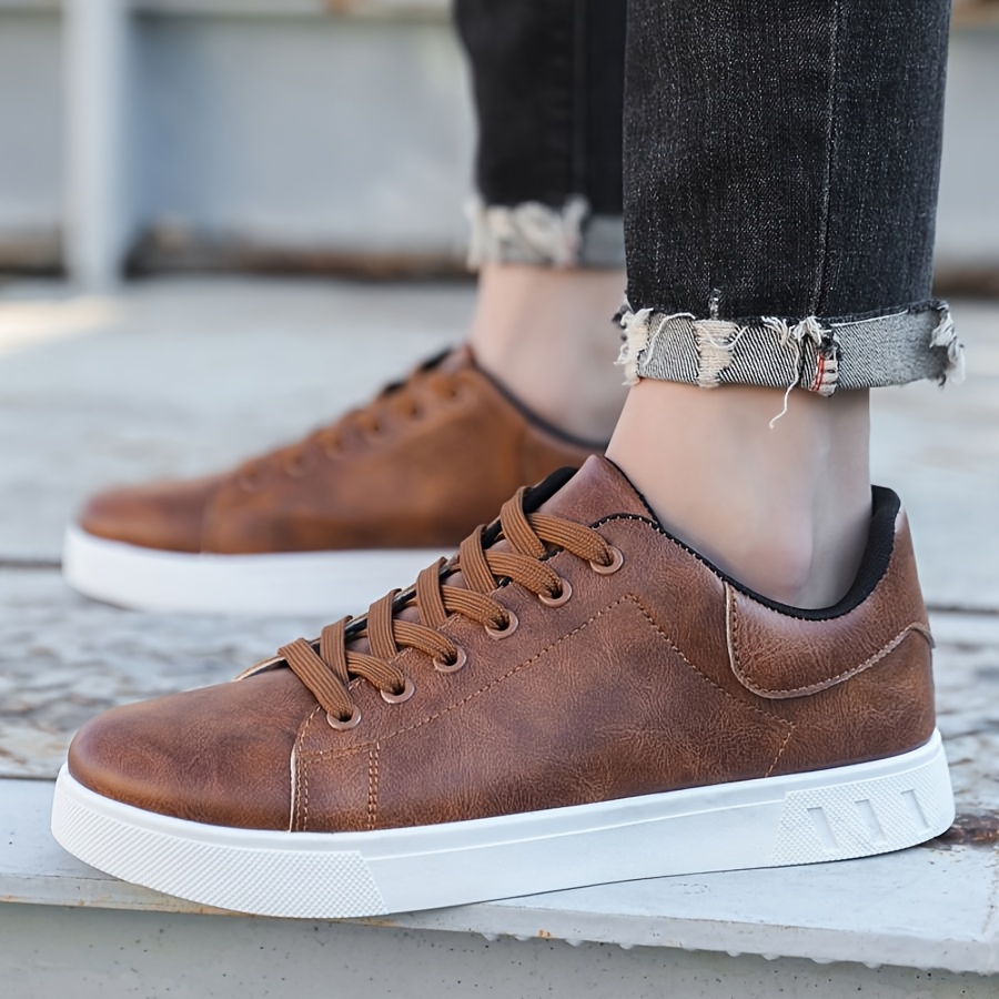 mens fashionable brown sneakers casual business wedding Temu