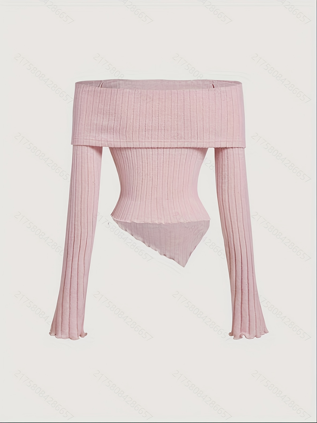 pink shoulder long sleeve knit top cute ribbed uniform style