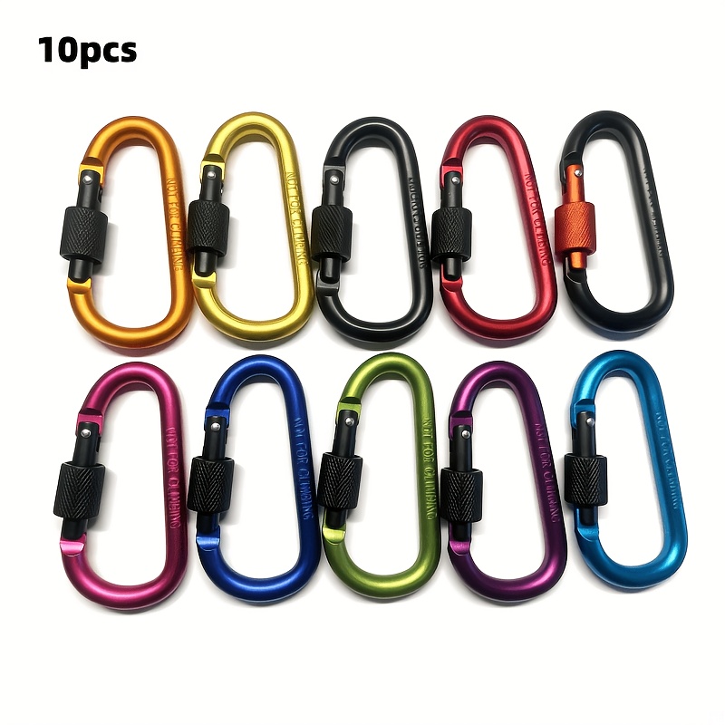 Image of 5/10pcs High Quality Aluminum D-ring With Lock Carabiner - 3.15 Inch For Quick Release Backpack And Outdoor Gear In A Of Colors