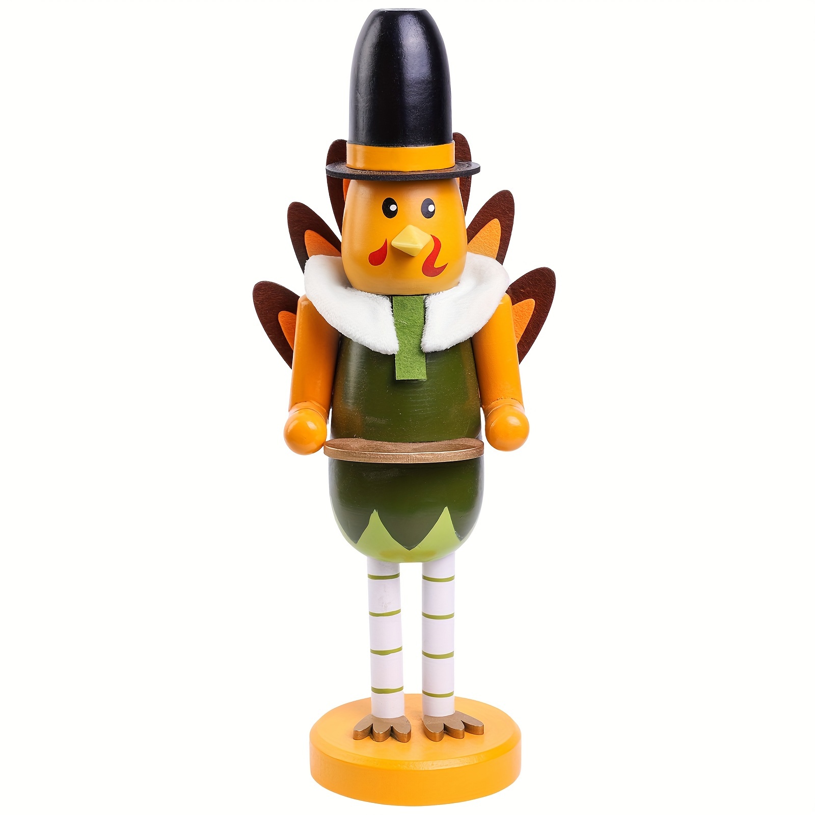 TEMU 14 Inch Large Wooden Turkey Nutcrackers Figure, Thanksgiving Fall Decoration, Halloween Holiday Table Decor, Cute Ornament For Home Mantel Shelf
