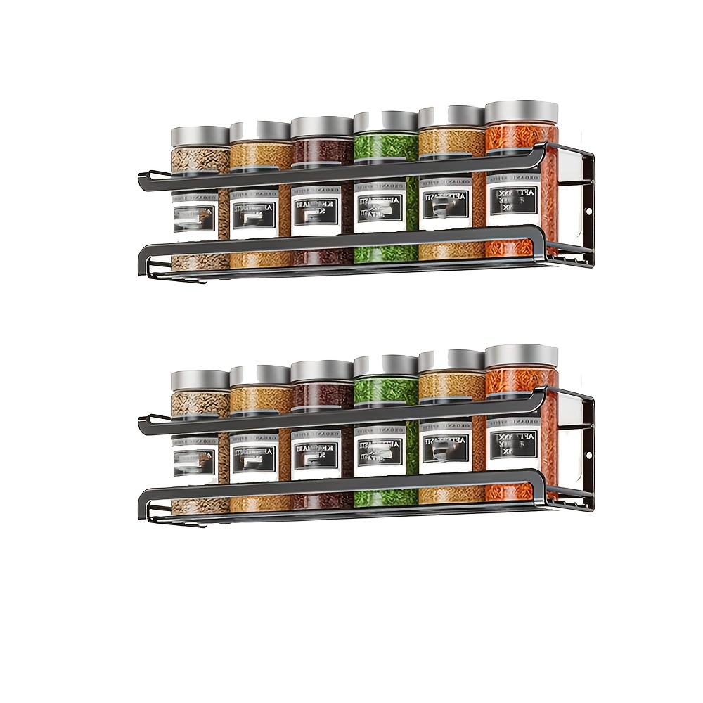 TEMU 2pcs Support d'Épices Mural : Fixation par Vis ou Collage , Encombrante Adaptée aux de Cuisine, Portes de Réserves Alimentaires et Autres