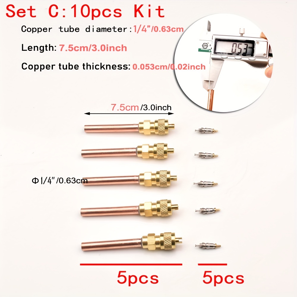 Набор из 1 штуки комплекта клапанов доступа 1/4 дюйма и 5 штук клапанов для систем отопления и охлаждения без необходимости электричества. Подробности 2.