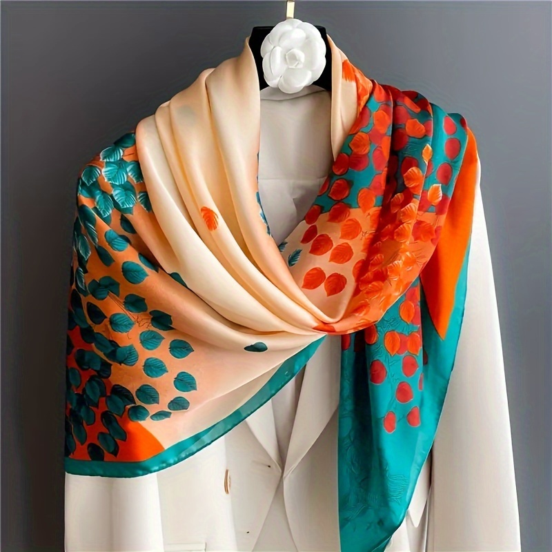 

Vintage Leaf Pattern Scarf, Soft Polyester Fabric, Stylish And , Outdoor Wear