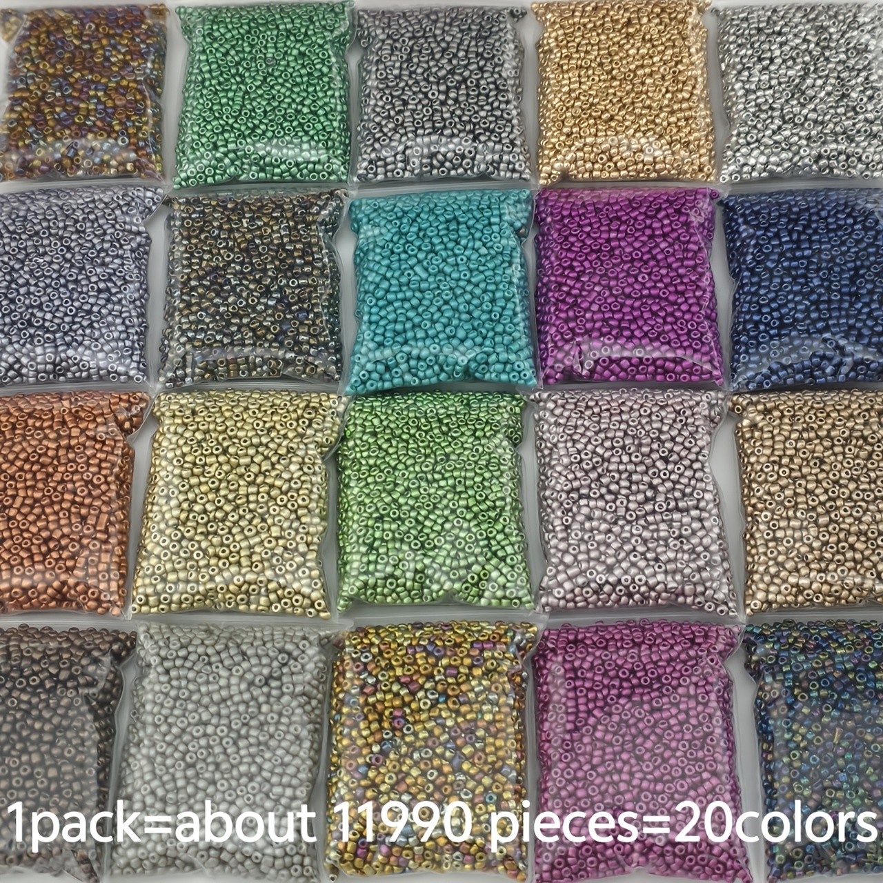 TEMU 11990pcs 20 Couleurs. Perles de verre tchèques de 2 mm pour la fabrication de bijoux - Perles d'espacement rondes de style bohème, espacement de