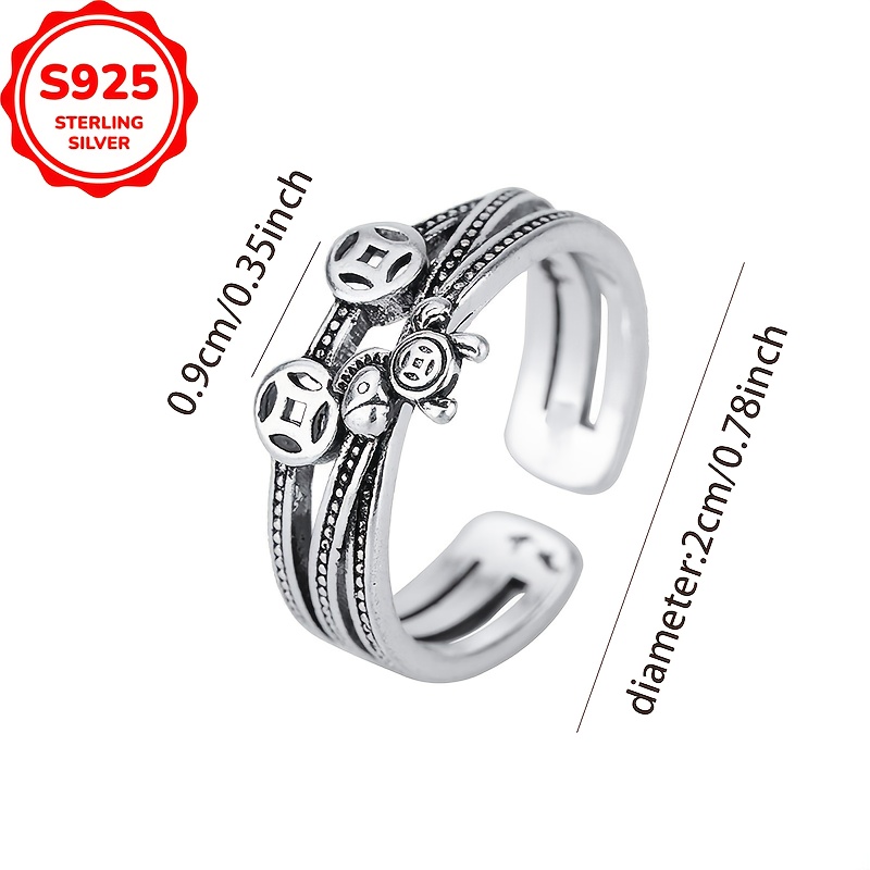 925 Sterling Silver Coin & Chain Bangle Bracelet Hip Hop Style Open Ring
