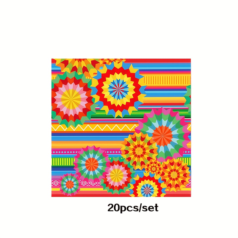 TEMU 20 pezzi/Set di tovaglioli di carta usa e getta in stile retr簷 colorati a tema , indispensabili per il de Mayo, compleanni, feste messicane