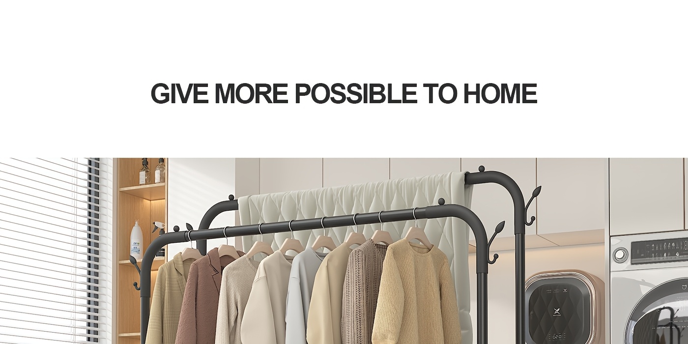 popular   stainless steel multi functional wardrobe clothes rack space saving design easy assembly with shelves and hooks portable clothing rack for balcony dorm bedroom Product details 28