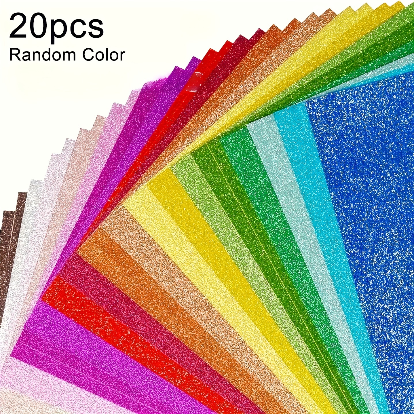 

20-pack Sparklecraft Mixed Color Glitter Cardstock Paper, Non-shedding Square Sheets For Diy Crafts, Fantasy Themed Textured Paper For Scrapbooking, Card Making &