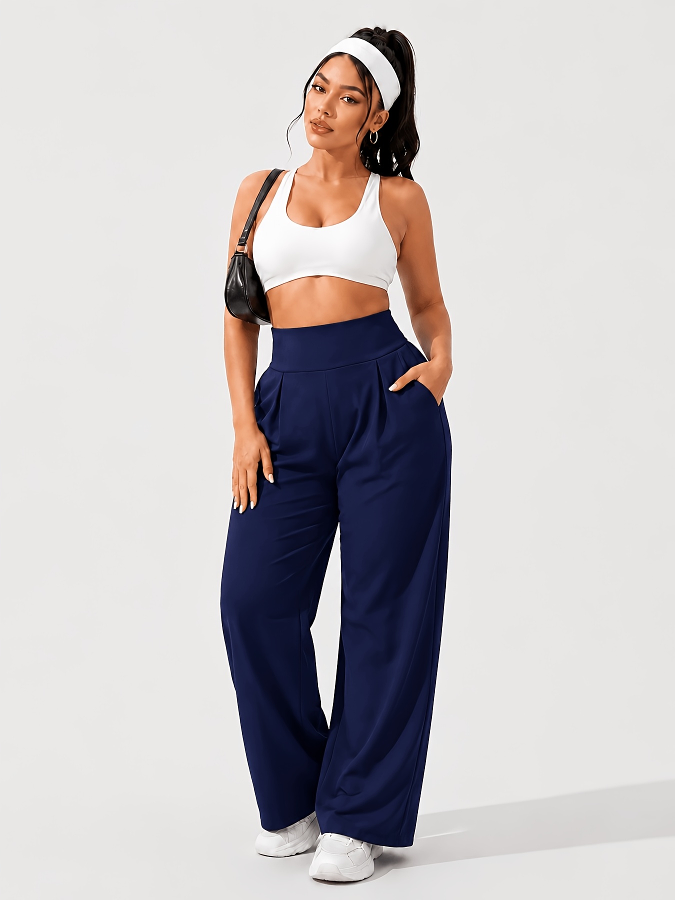 Pantalon Yoga Femme Grande Taille Pantalon de yoga grande taille taille haute jambes larges pour femmes 0XL-4XL Contrôle du ventre Anti-boulochage Anti-penetration Plissé avant Trousseaux latéraux profonds Double face Super doux 4 directions extensible Pantalon de sport décontracté pour yoga Salle de sport Travail en extérieur Toutes saisons