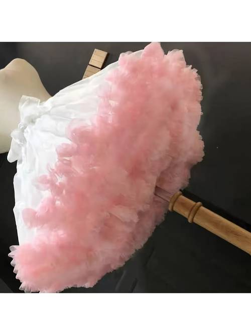 55 Skirt with Rainbow Tutu Soft Tulle Lolita Style Style Half-Length Puffy Skirt, Boneless Internal Support