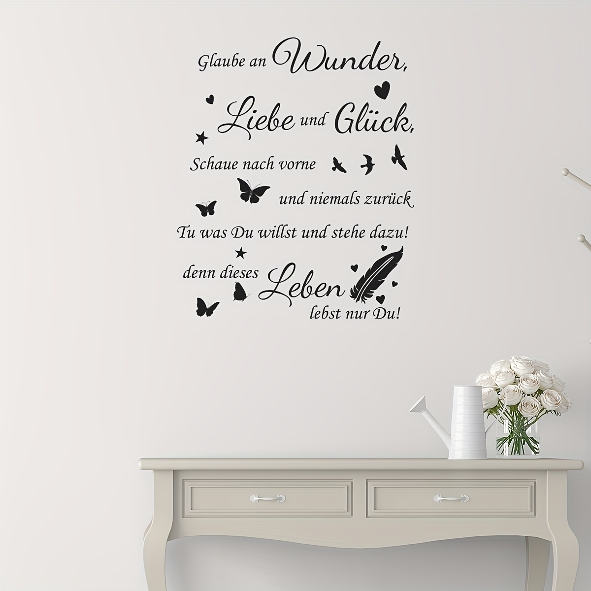 1pc German ", Live " Inspirational Quotes Words Pattern Wall Stickers Vinyl Peel And Stick Decoration Wall Decal For Bedroom Living Room Sofa Background Home Office Removable Home Art Wall Tattoo