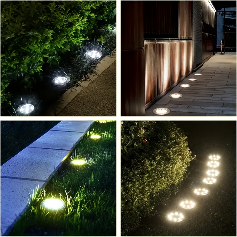 8pcs Solar Stainless Steel Pathway Lights, Automatic On/Off Solar Ground Inserted Lights, Warm/White, for Garden, Patio, Deck, Lawn, Driveway, Steps, And Walkways, Pathway Lights, Garden Lighting, Driveway Lighting, Fashionable Design