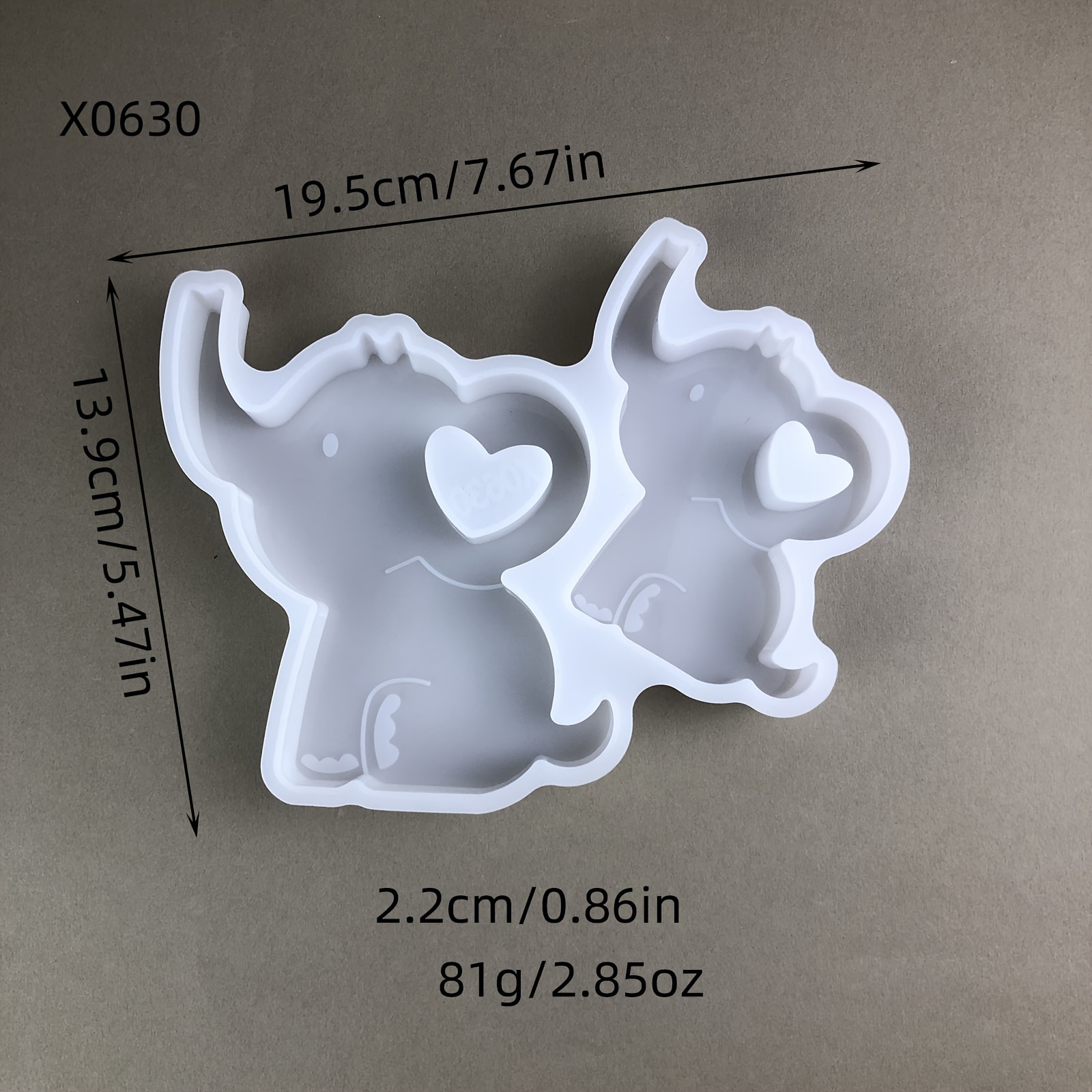 Image of Small Elephant Combination Decoration Mold | Scented Candle Resin Plaster Tabletop Decoration, Long Nose Small Decoration, Mother's Day Elephant Silicone Mold