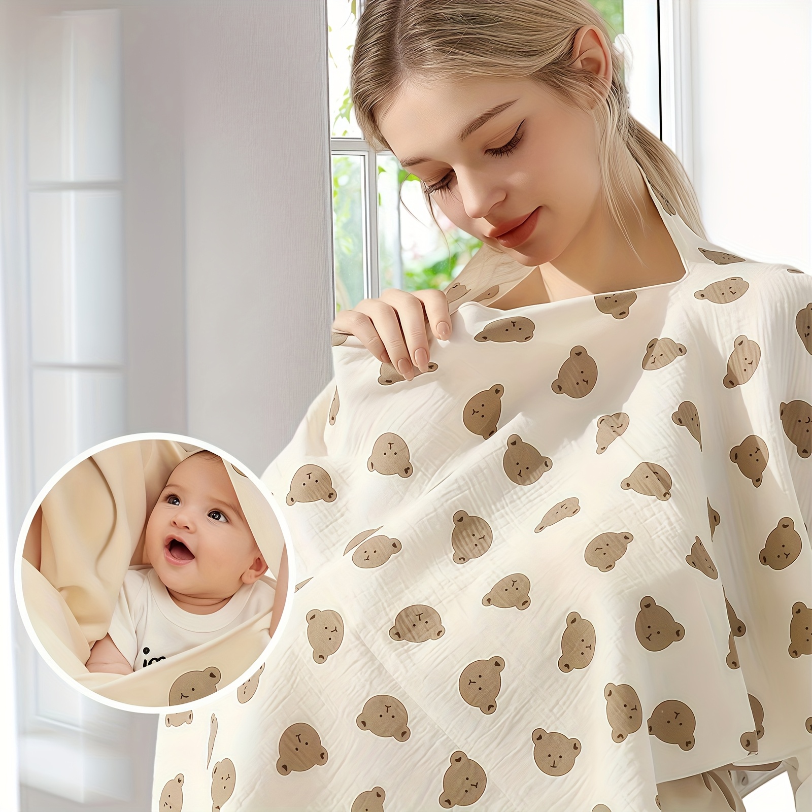  . weiche stillabdeckung, atmungsaktiver anti-exposure stilltuch für frühling und sommer, mehrzweck-kinderwagenabdeckung, outdoor-mutter-still-schattentuch -   für schwangere frauen ab 18 jahren