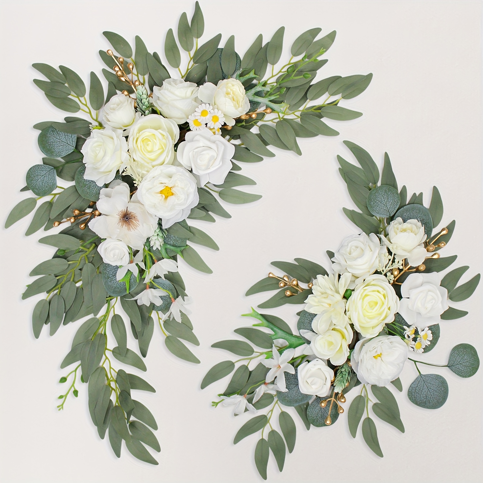 2pcs, White Wedding Welcome Flowers, Small Arch Flowers, Artificial Flowers, Wedding Decoration Reception And Wedding Background Flowers