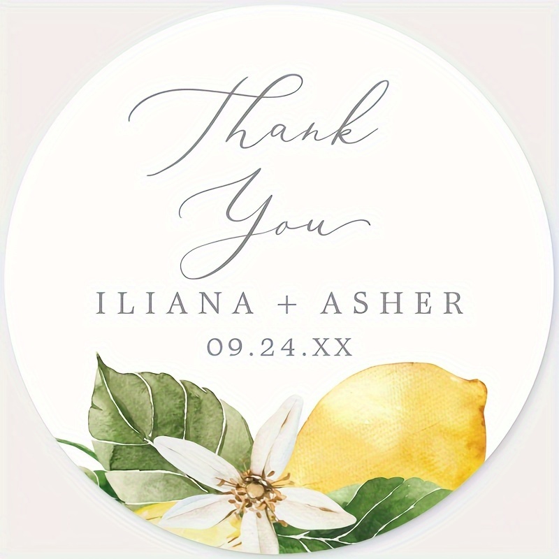 

Custom Waterproof Wedding Stickers - Round Thank You Labels For Bridal Shower Favors & Gifts, Personalized, Party Favors