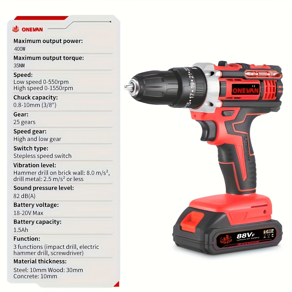 Elektrische Boormachine, 10mm Accuboormachine Draadloze Schroevendraaier Set