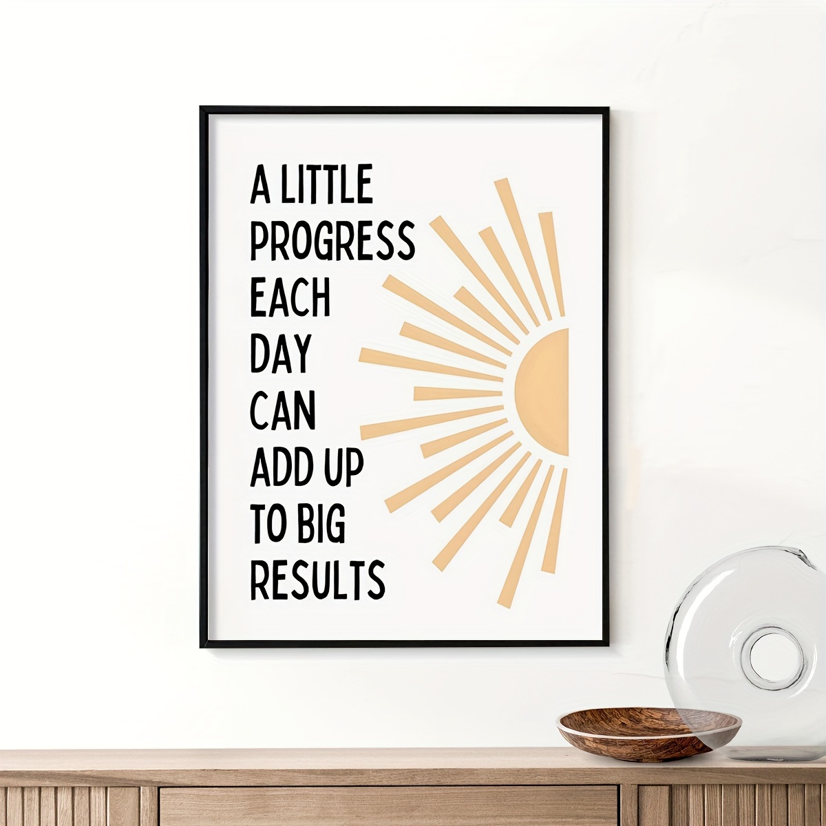 

1pc Framed Modern Encouragement Poster, Daily Progress Leads To Great Achievements, Inspirational Life, Office/living Room/bedroom Decoration Canvas Wall Art With Frame30x40cm (11.81x15.75in) Framed