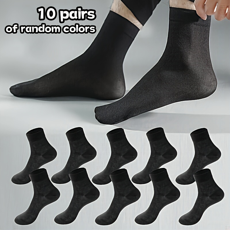 

10 Pairs Of Unisex Knitted Crew Socks, Comfy & Breathable Thin Ice Silk Socks, For Spring And Summer