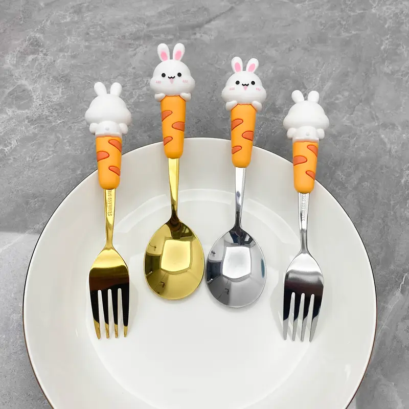 2pcs 304 stainless steel cutlery set with silicone spoons and forks suitable for parties restaurant christmas gift ramadan tableware Product details 2