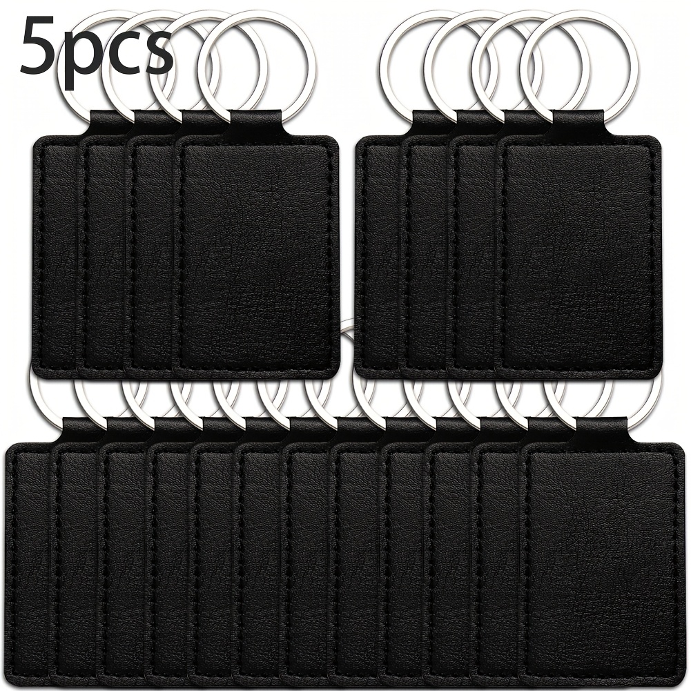 item picture 5pcs customizable photo and text faux leather keychain set rectangular blank faux leather key fob with key ring   gift valentines day fathers day mothers day easter holiday craft