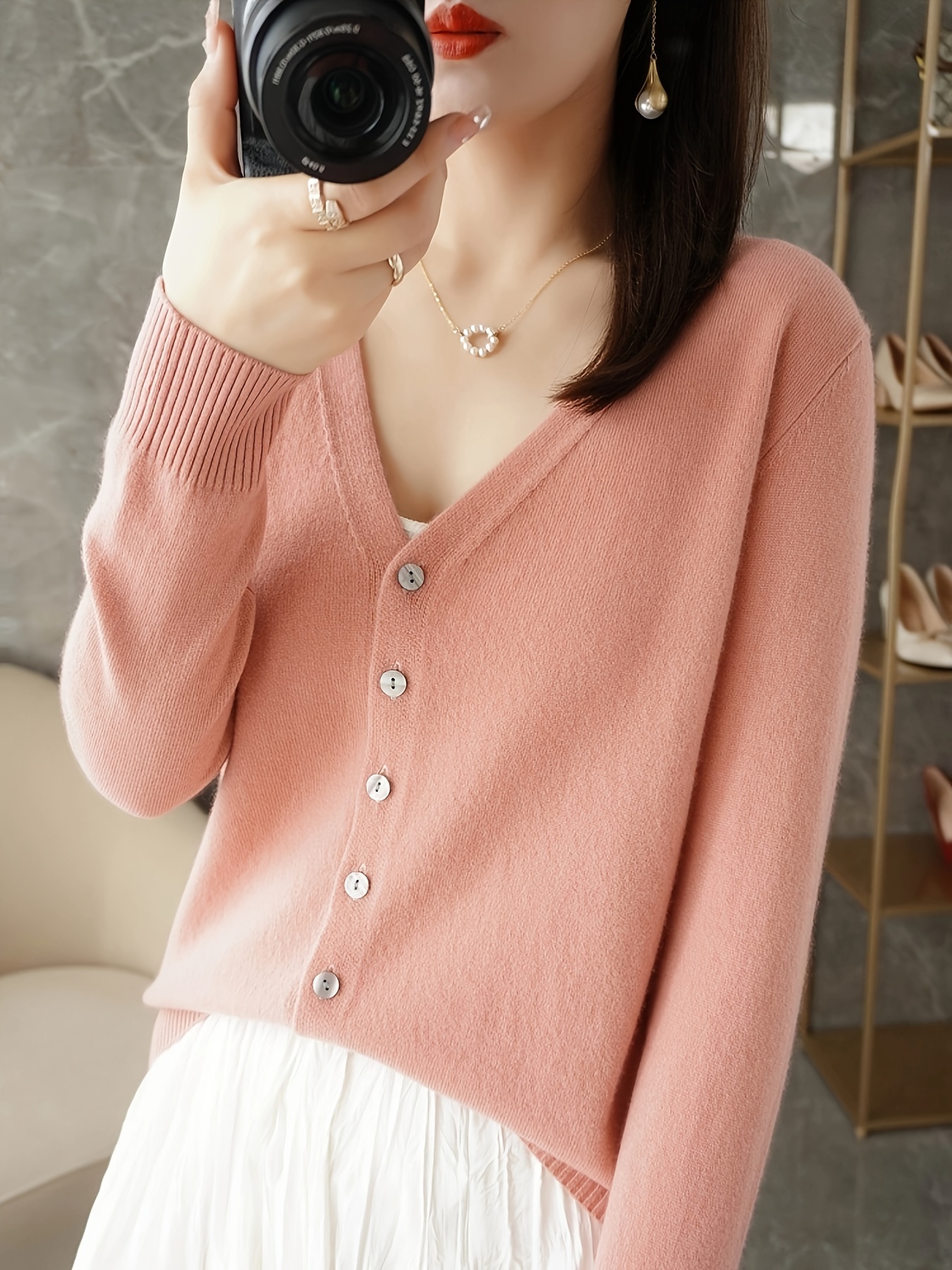 Womens Spring Autumn Thin Cardigan Sweater Long Sleeves