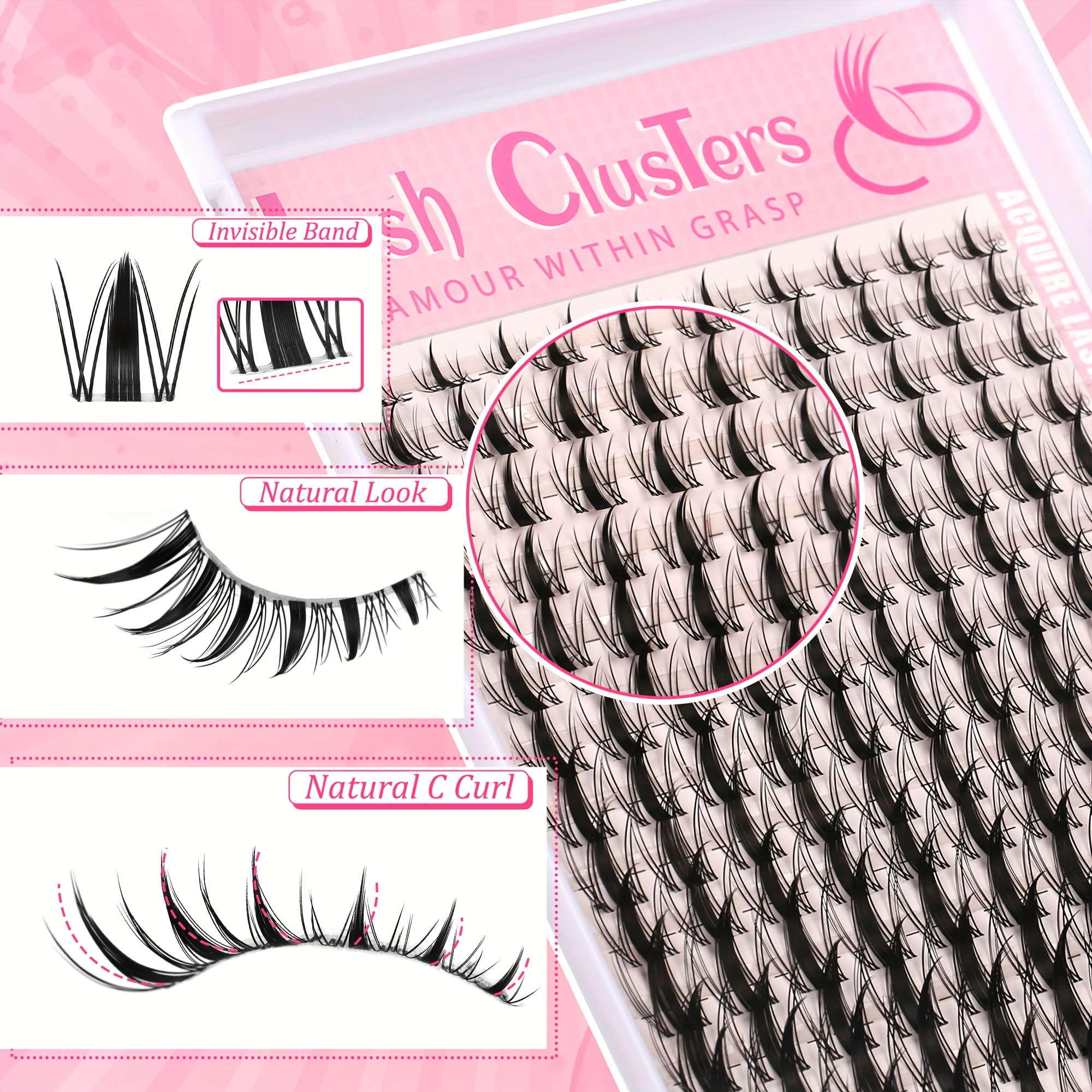 140pcs fairy lash kit 8 18mm eyelash c diy eyelash kit wet look spiky anime lashes individual eyelashes ultra thin invisible lash band details 4
