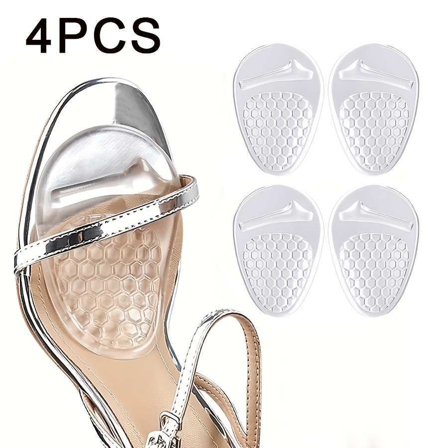 TEMU 4pcs Silicone Forefoot Pads With Self-adhesive Honeycomb Design, Soft And Non-slip, Foot Pressure, Suitable For High Heels And Sandals