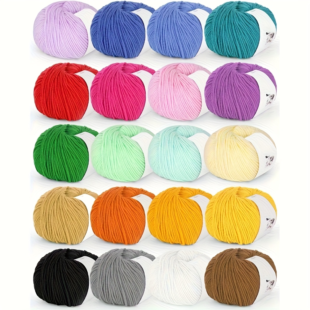 Image of 20 Skeins Cotton Yarn Set, 1kg (2.2 Lbs) Bulk Crochet Yarn, 50g/ Weight Cotton Acrylic Yarn, Knitting Starter Pack For Colorful Craft Projects