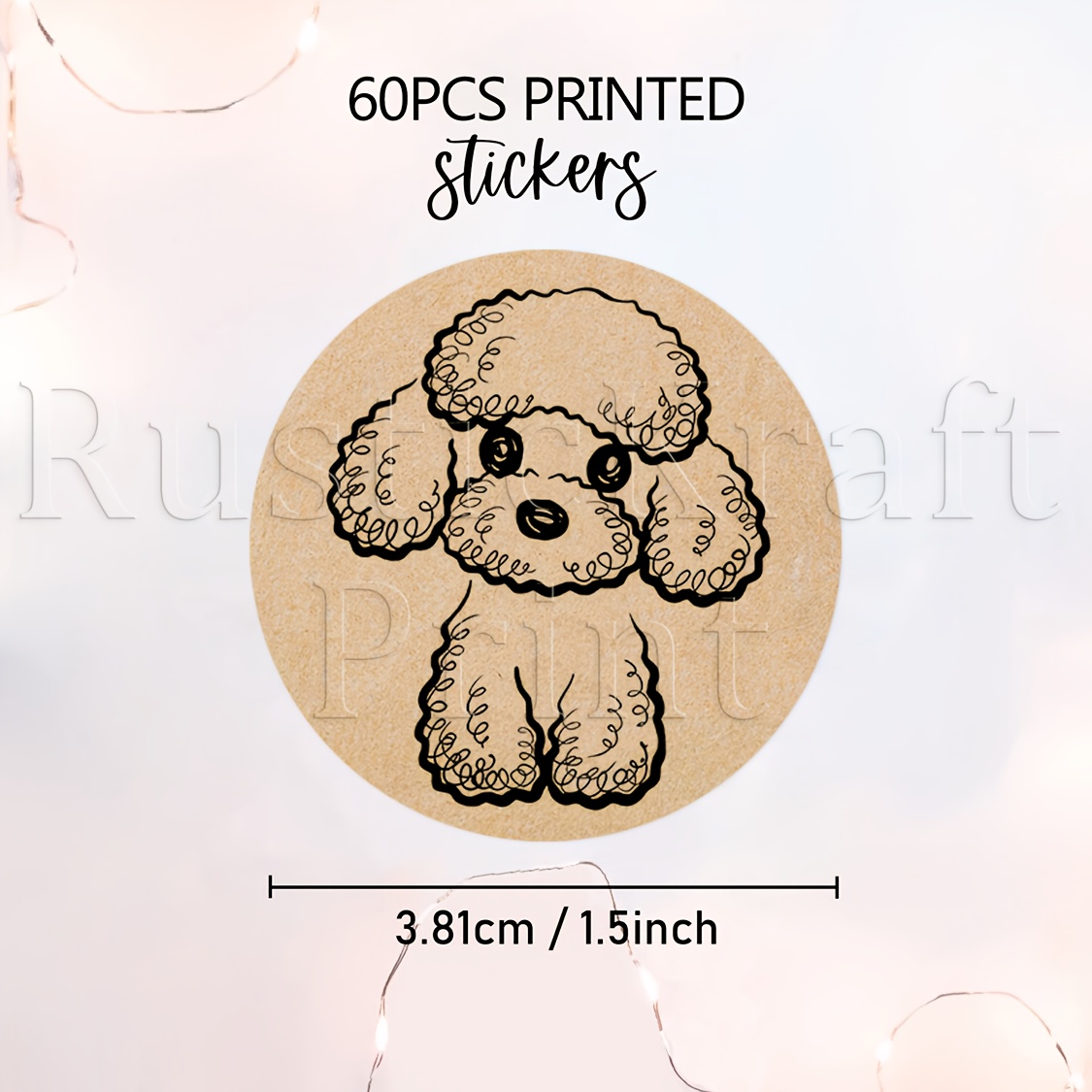 TEMU 60 etichette adesive con design di cani poodle con , stampate con la scritta 'Grazie a te' e realizzate con amore, per piccole imprese e
