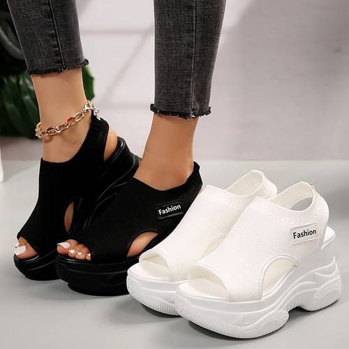 spring and autumn thick sole solid color wedge comfortable womens shoes women shoes
