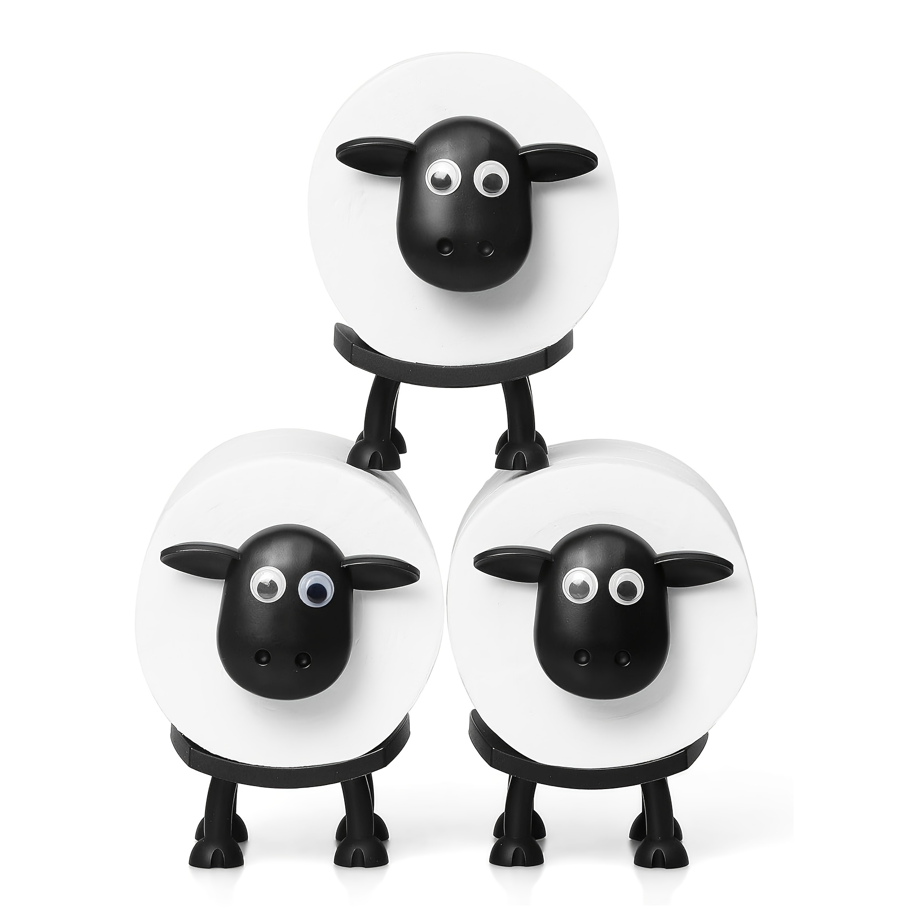 TEMU Sheep Toilet Paper Holder - Fun Toilet Paper Holder Independent Bathroom Set - Black Sheep Toilet Paper Holder - Toilet Paper Roll Storage - Cute Bathroom Decoration - 1 Set, 3 Sets