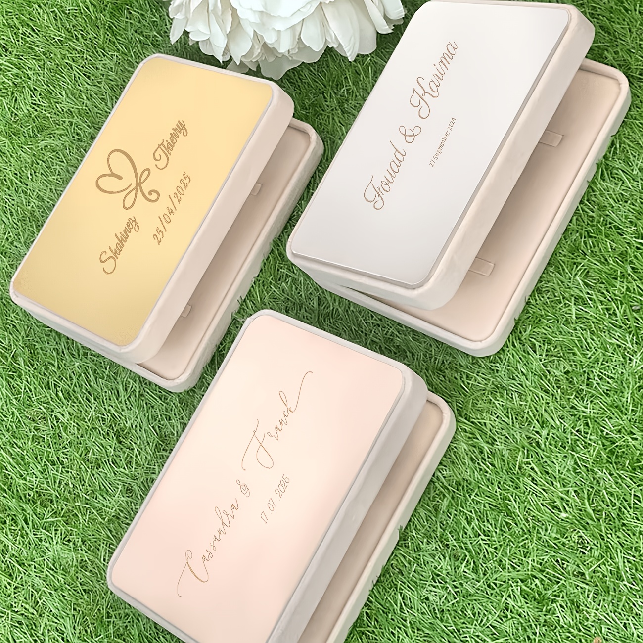 Custom Velvet Jewelry Box with Mirrored Acrylic Decoration