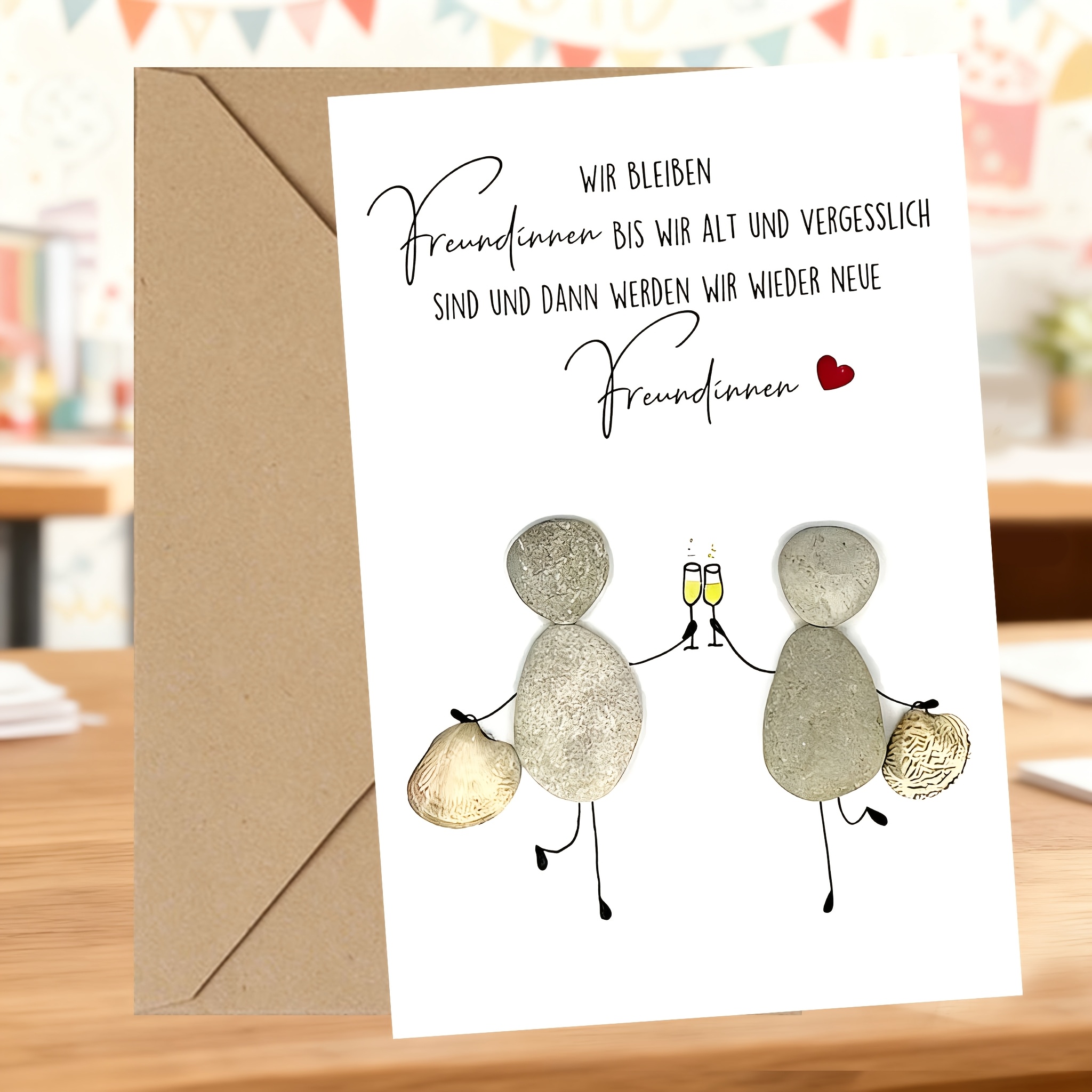 1pc " Spirits Forever" German Stone- - Quirky Friendship Love For , Valentine's/birthday Gift + Envelope