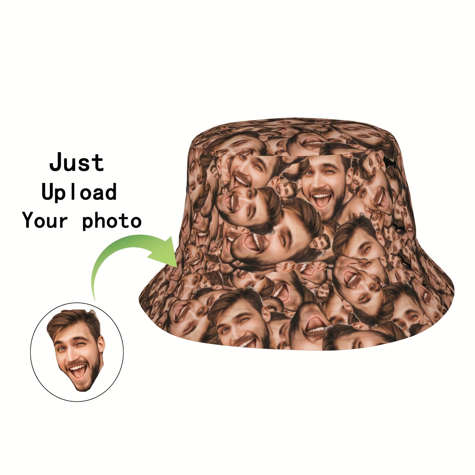 

Personalized Photo Print Bucket Hat - 100% Polyester Woven Street Style Fisherman Cap - Custom Design Summer Travel Beach Hat For Men & Women