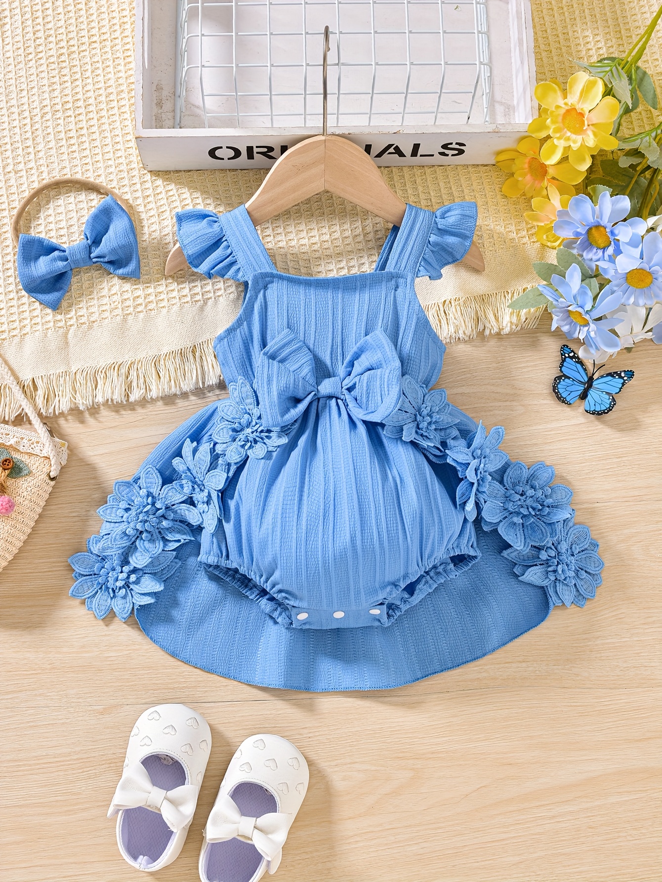 baby girl cute suspender spliced lace romper dress outdoor - Temu Brazil
