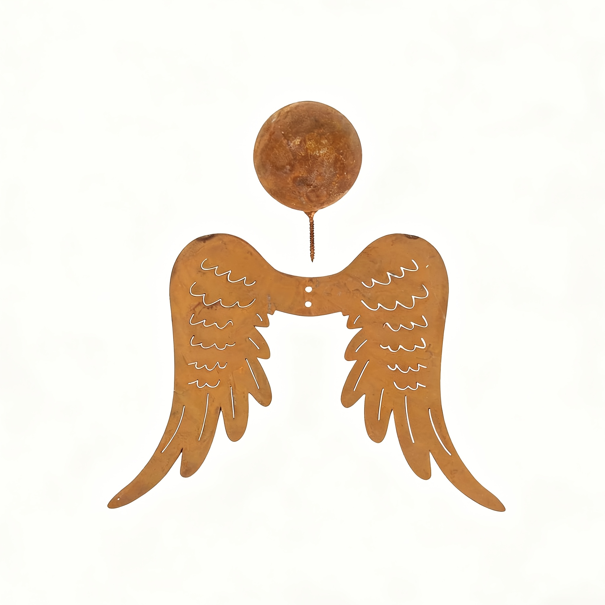 Image of Vintage Wrought Iron Statue- Outdoor/christmas And Winter Decoration With Ornate Wing Shape, , Suitable For Church-durable Metal Religious Holiday Decoration (copper)
